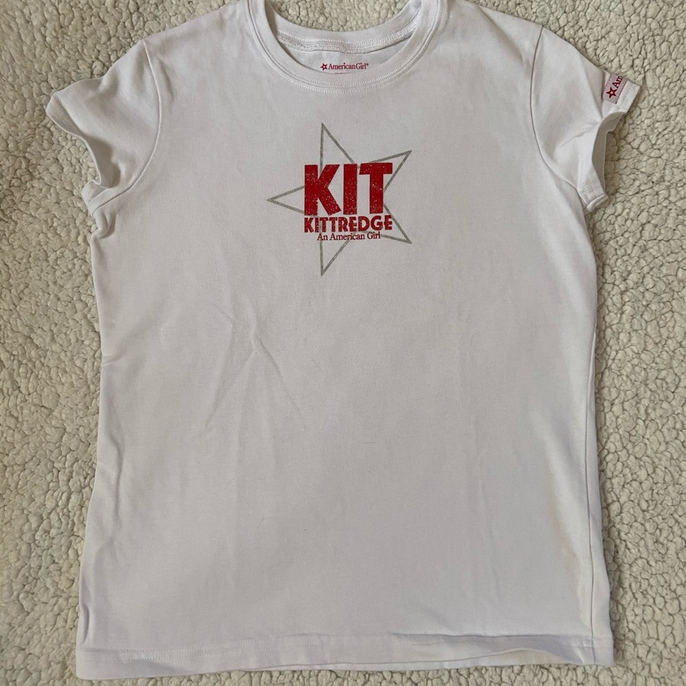American Girl White Kit Kittredge Tee Sz L